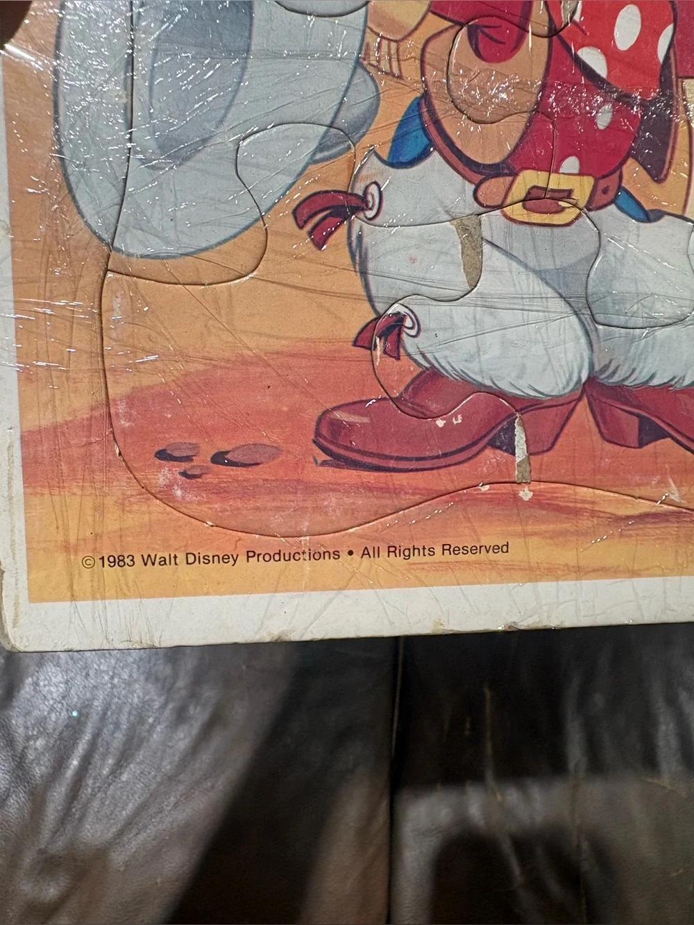 Vintage 1983 Walt Disney Productions Western-themed frame tray puzzle